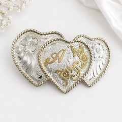Award Design Medals Silver Gold Heart Floral Monogram Western Belt Buckle 1.5in