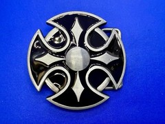 Maltese Celtic Iron Cross Religious Black Enamel Cutout Gothic Punk Belt Buckle