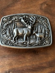 Silver Metal Cowboys Belt Buckle Deer Nature Hunter Perfect Christmas Gift