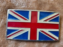 Union Jack British Flag Enamel Belt Buckle Red White Blue 4 x 3&Prime;