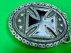 Maltese Celtic Iron Cross Chained Border Gothic Punk Biker Vibe EJC Belt Buckle