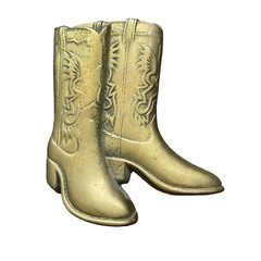 Vintage 1979 Solid Brass Cowboy Boots Belt Buckle by Baron Rockabilly
