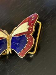 Vintage Collectible Two Piece Butterfly Gems co Metal Belt Buckle