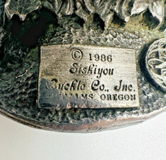 Vtg Eagle Belt Buckle Open Wing Landing Enameled, 1986 Siskiyou, Bergamot Cast