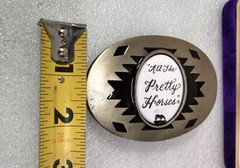 Artist Impr Metal & Porcelain Belt Buckle All The Pretty Horses by Julie Zsupnik