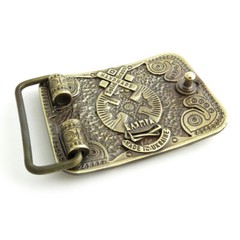Brass belt buckle pre-Christian sun cross; Zgarda; Teutonic or Maltese cross