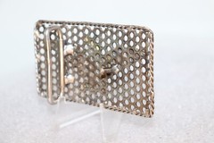 Industrial Brass Mounted Eagle on Perforated Steel Belt Buckle