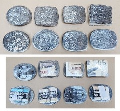 Lot of 8 Vintage Hesston National Finals Rodeo Belt Buckles 1984-1991 NFR Set