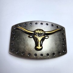 Vintage Longhorn Steer Belt Buckle Silver Gold Tone Western Cowboy Rodeo 4.25&Prime;