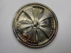 Round Sports Car Truck Rim Tire Spinner Moving Wheel Silver Color Belt Buckle