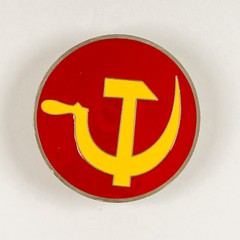 Hammer & Sickle Round Pewter Belt Buckle Red Yellow Great American Products