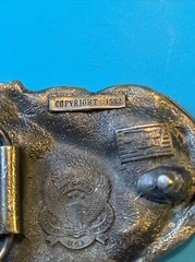 Leaping Buck & Doe Belt Buckle Brass & Enamel Stag Deer Great American Buckle Co