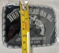 Dont Tread On Me Gun Belt Buckle 3.5 Inch Wide Pewter Tone Black Enamel #M-14