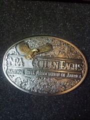 Vintage 1994 Golden Eagles NRA Pewter Belt Buckle Ltd Ed Rifle In Original Box