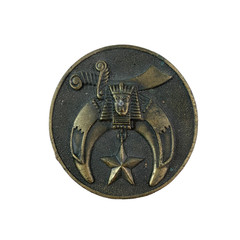 Vintage Shriners Masonic Crescent Scimitar Round Metal Belt Buckle