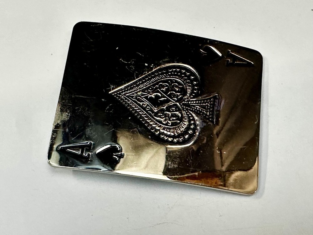 Ace Of Spades Playing Cards Large Silver Tone Belt Buckle Ci Records & Skates
