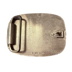 Vtg 1976 R&S Covered Wagon Horse Western Brass Tone Belt Buckle Rope Edge