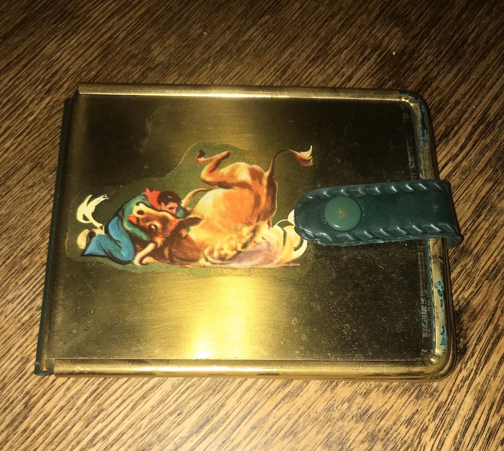 Vtg Wallet Bull Riding Wrestling Cow Rodeo Vinyl Decal
