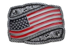 NEW Men Women Silver Metal Buckle USA Flag United States Of America Memorial Day