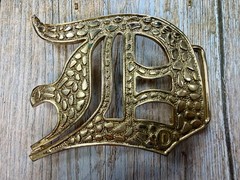 Initial Letter D Calligraphy Style Cutout Large Gold Color Belt Buckle