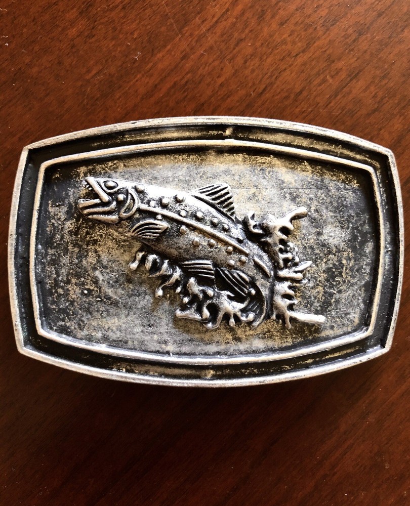 Outdoor Fishing Fisherman Trout Fish Bass Lake Metal Unisex Men’s Belt Buckle