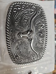 Country Western Mens Belt Buckle Longhorn Cowboy Antique Silver 4&Prime; x 2-5/8&Prime; New