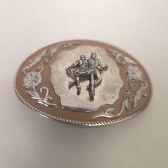 Aminco Belt Buckle Lot Mens Silver Western Heritage Floral Dancing Couple Set 2