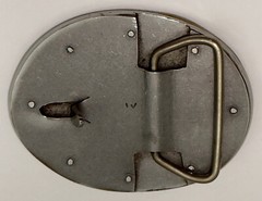 Framed Fish Handmade Stamped & Riveted Belt Buckle with Makers Mark on Back EUC