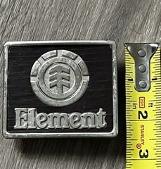 Element Metal Belt Buckle Skateboarding Brown & Silver 3&Prime;x 2.5&Prime;