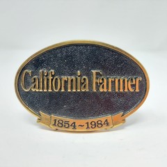 VTG California Farmer Magazine Belt Buckle 130th Aniversary 1984 Brass Jadco 80s