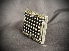 Studded Belt Buckle Leather Inlay Industrial OOAK 2.75&Prime; Darren McNeese