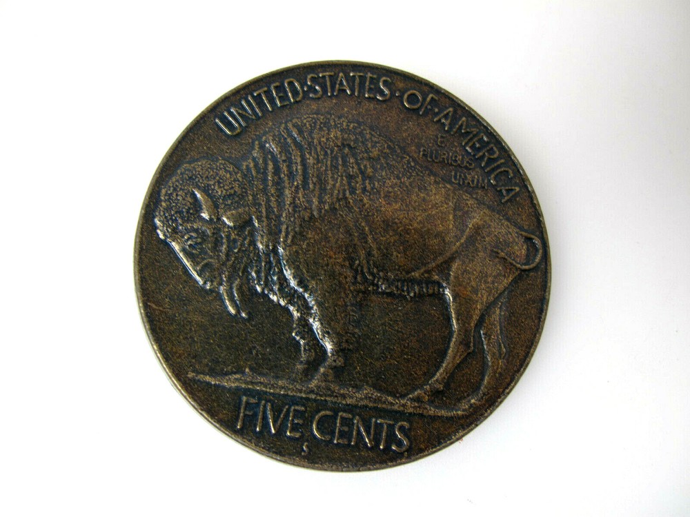 Vintage United States Buffalo Five Cents ( nickel) Belt Buckle