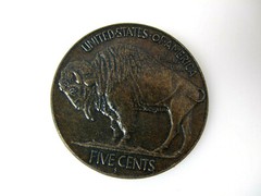 Vintage United States Buffalo Five Cents ( nickel) Belt Buckle