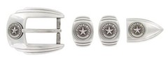 Texas Seal Western Buckle Double Loop Tip Belt Set 4-piece Fit 1&Prime; Wide Belt