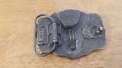 vtg THE GREAT AMERICAN BUCKLE CO Eagle America gun BELT BUCKLE —Live & Ride—