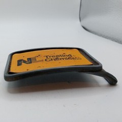 NL Treating Chemicals Belt Buckle Yellow Vintage Distressed Well Worn