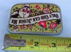 SKULL FLOWER ONLY GOD CAN JUDGE ME HEART SWORD CHERRY CROWN BELT BUCKLE DOWN