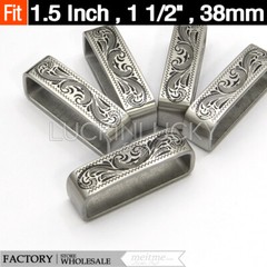 1 Pcs -Patterned loop Stainless Steel Belt Buckle – loop Belt Buckle Keeper 1.5