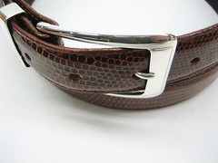Sterling silver 925 two piece buckle set and Genuine Lizard 30 mm belt U.S.A..