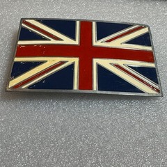 British Flag Belt Buckle Metal Pewter Tone Made Mexico Reissue