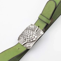 Pine Cone Belt Buckle in Antique Silver – Handmade Forest Motif Buckle