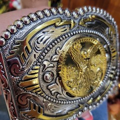 Centenario Cowboy Belt Buckle Western Hebilla Silver Gold Faux Mexican Peso
