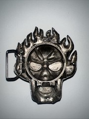 Flaming Skull Belt Buckle Goth Tattoo Halloween, Biker Big & Bulky