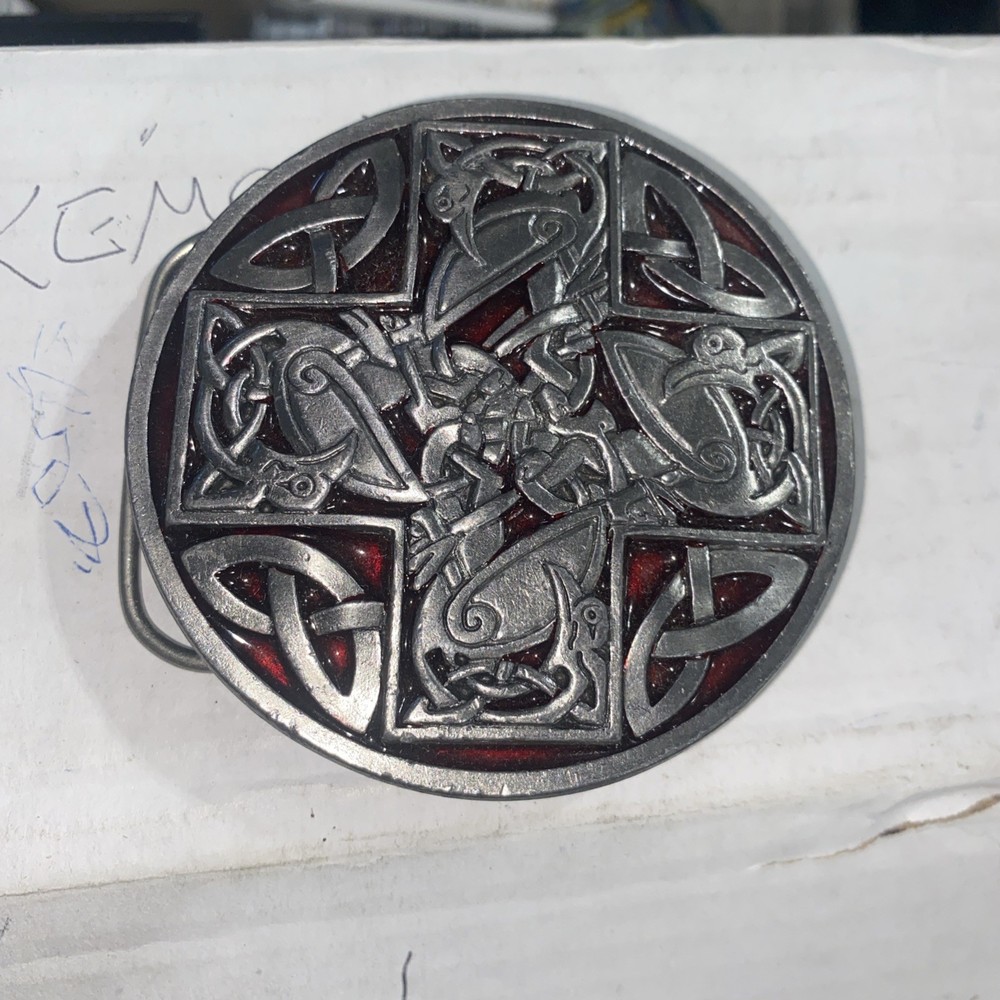 Celtic Cross Buckle, Red, Knots, Gaelic, Crows, Medieval, Saxon, Dragon Designs