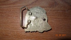 VINTAGE EAGLE HEAD SOLID BRASS BELT BUCKLE BARON 1978 NEW GOLD COLORED