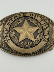Tony Lama Collection The State of Texas Lone Star Solid Brass Belt Buckle