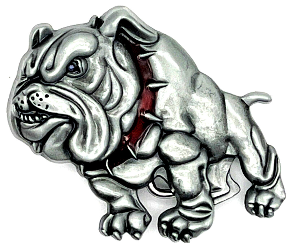 British BullDog Spiked Collar Animal Enameled Belt Buckle