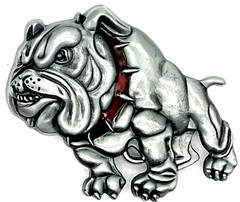 British BullDog Spiked Collar Animal Enameled Belt Buckle