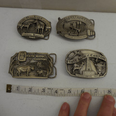 Vintage State Bank of Canton Belt Buckle Collection 80s Hunting Farms Americana