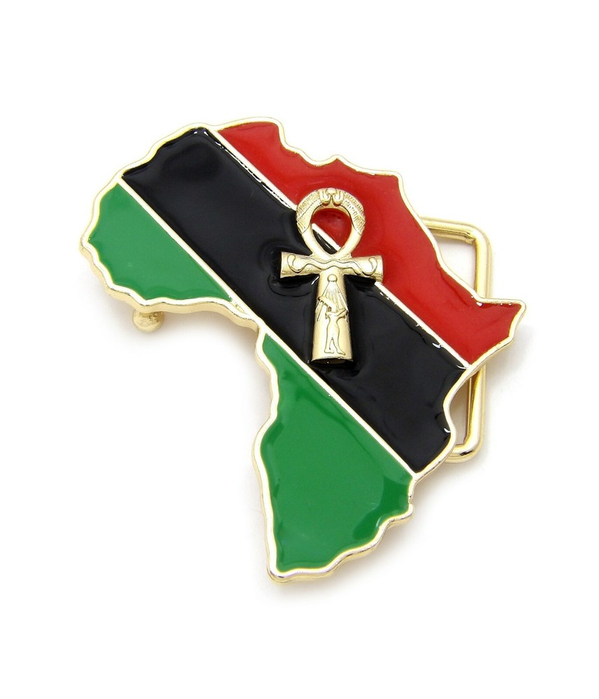 Men&rsquo;s Hip Hop Fashion Belt Buckle Africa Map Fist Power, Ankh Size ( M,L,XL )
